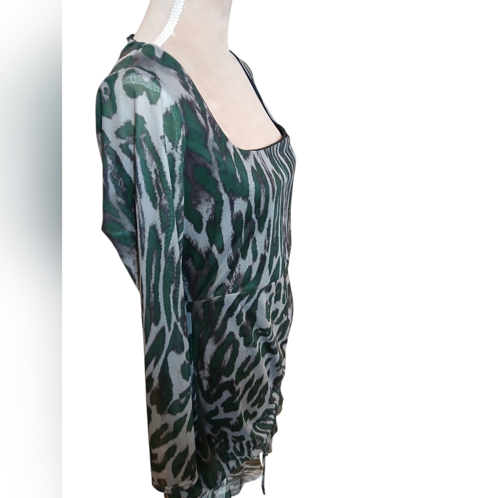 Pretty Little Thing Mesh Sheer Ruched Assymetric Dress 10 Fairy goth Gothic - Picture 6 of 12